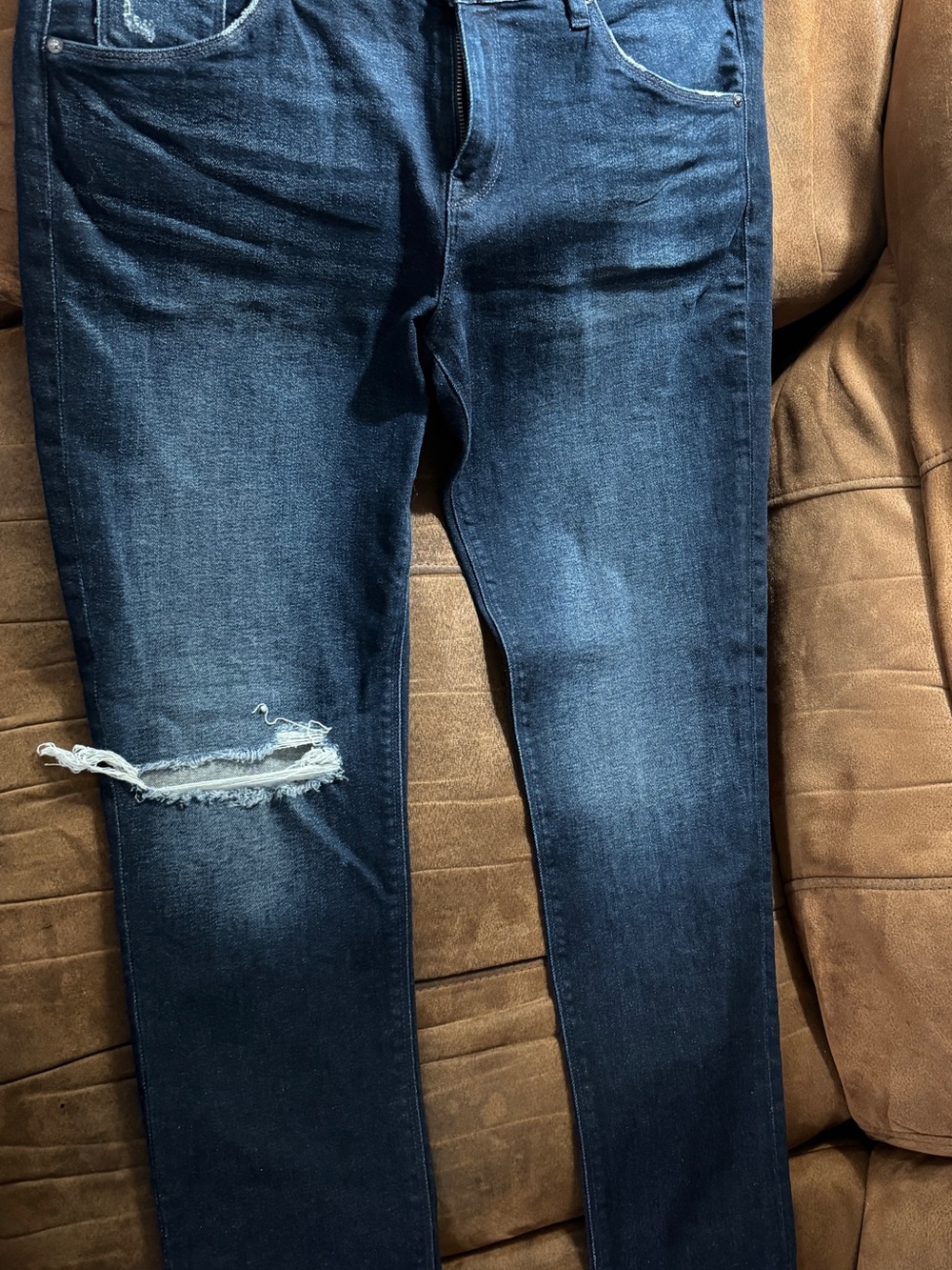 Hudson Jeans Midrise Dark Blue Ripped Skinny Jeans